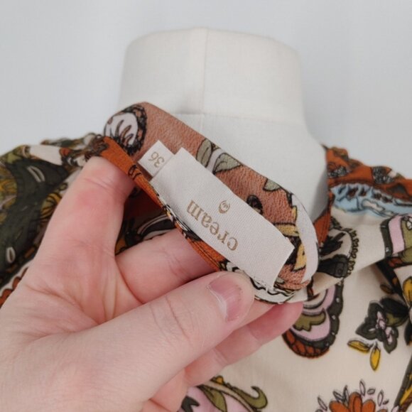 Cream Printed Wrap Blouse - Picture 4 of 4
